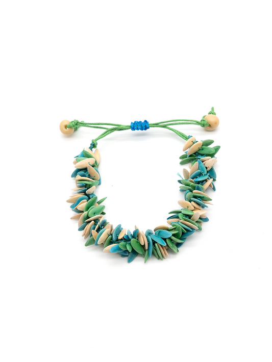 Armband Trenzapu Hellblau/Grün/Weiss - Melonenkerne - La Tagua
