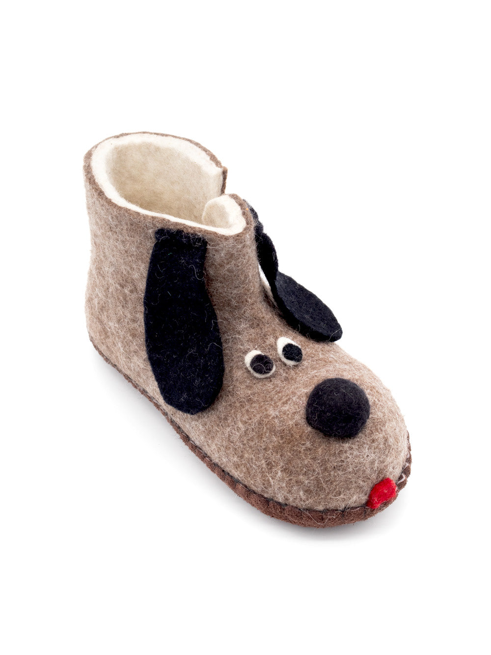 Mongs chaussons enfants chien marron