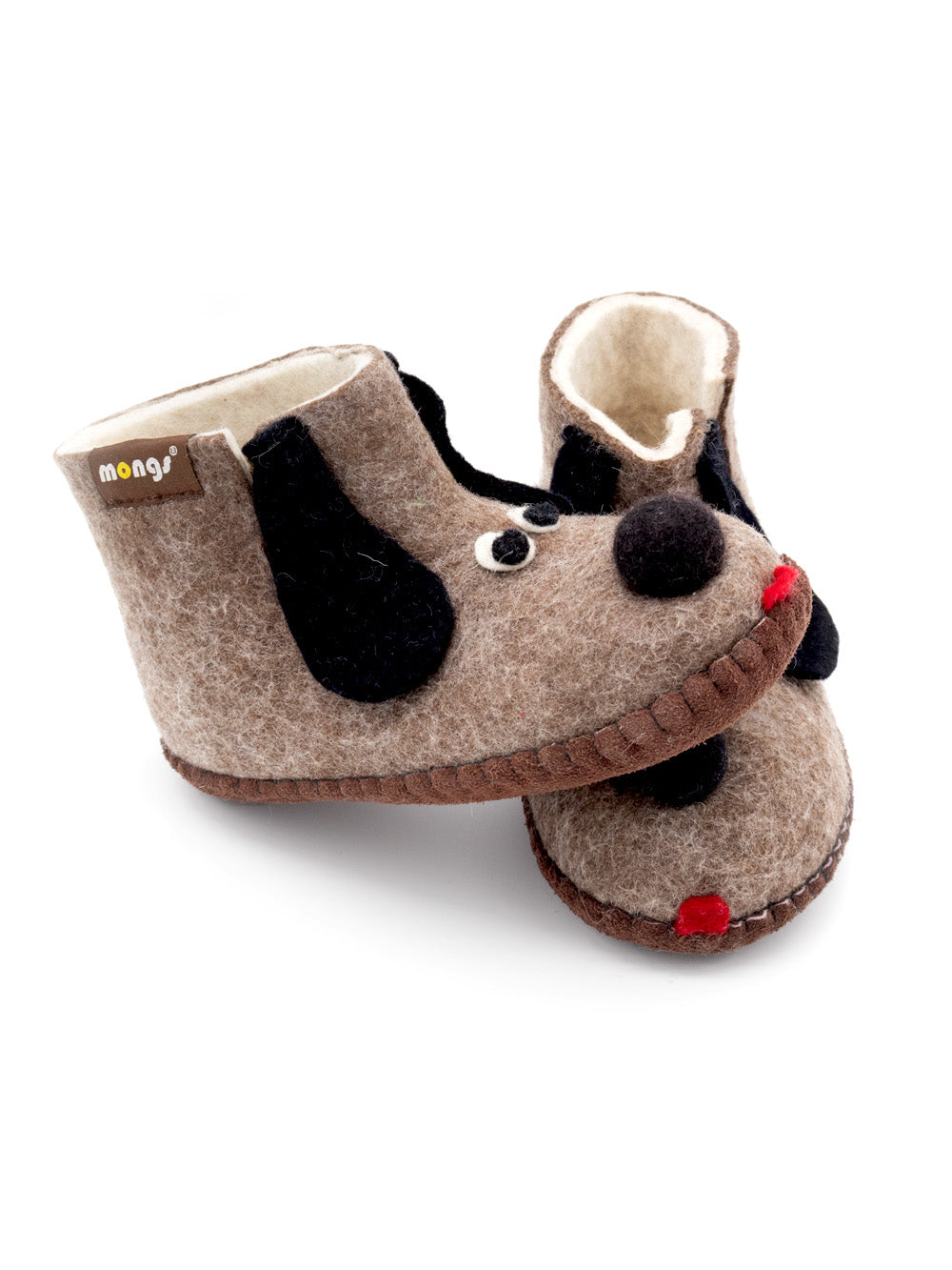 Mongs chaussons enfants chien marron