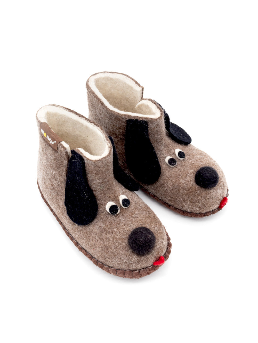 Mongs chaussons enfants chien marron