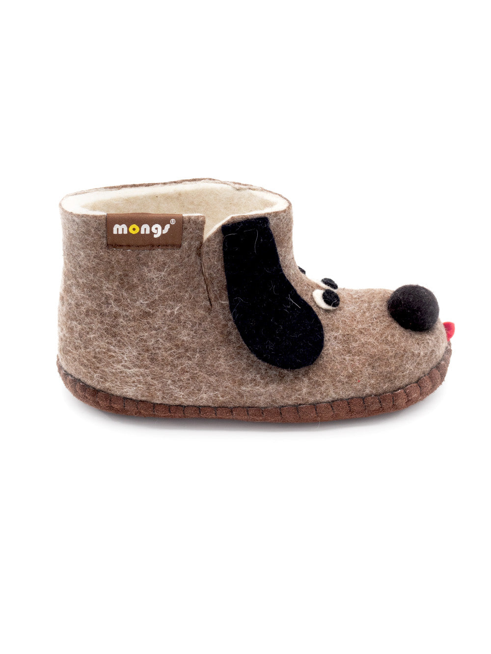 Mongs chaussons enfants chien marron