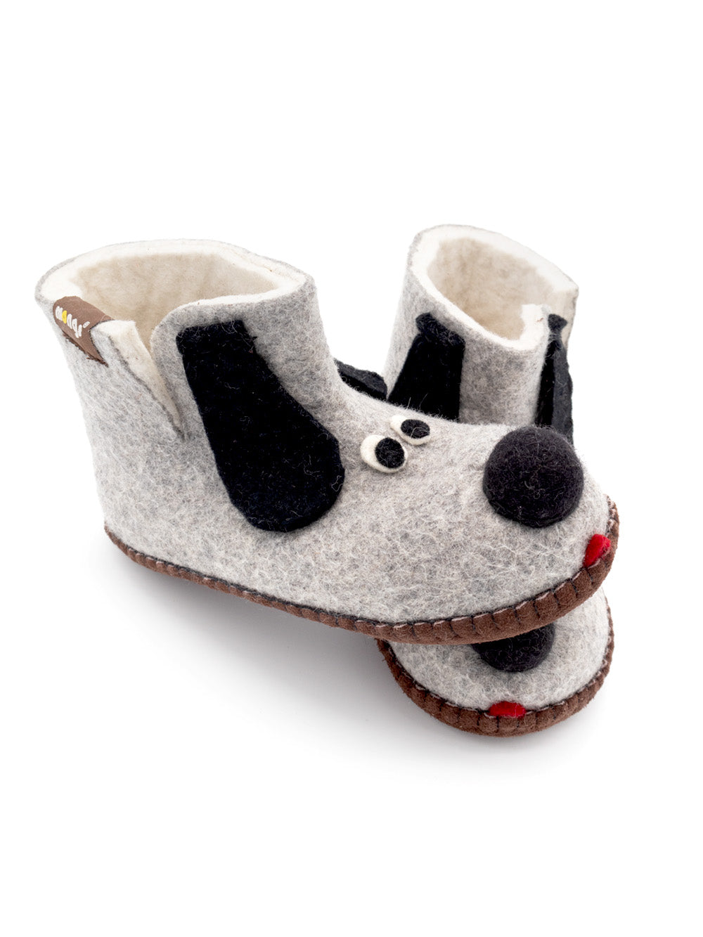 Mongs chaussons enfants chien gris