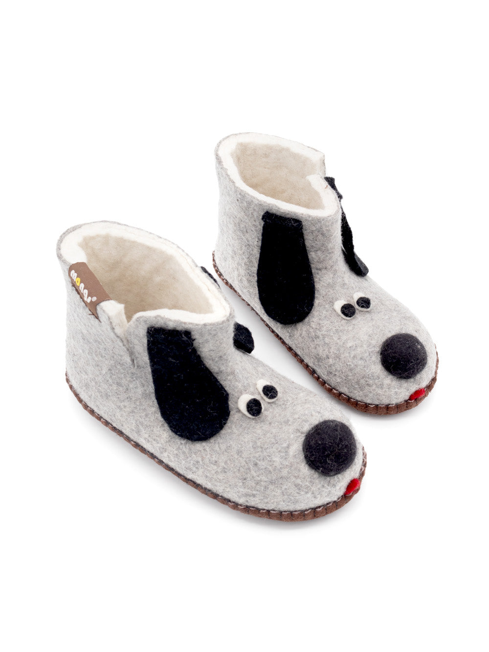 Mongs chaussons enfants chien gris