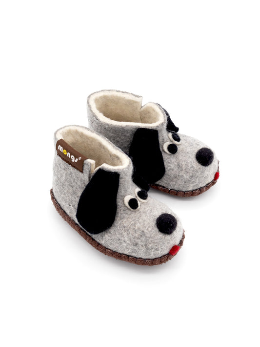 Mongs chaussons enfants chien gris