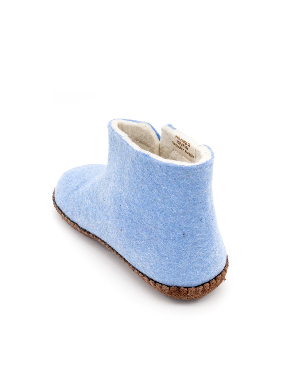 Baby Mongs Uni hellblau mit Blatt - Babyschuhe / Krabbelschuhe