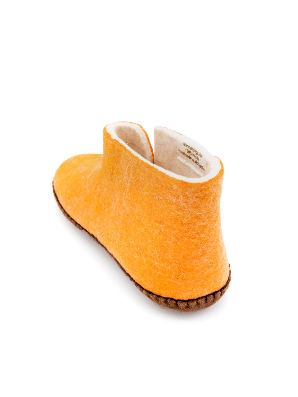 Mini Mongs Uni orange mit Blatt - Kinderhausschuhe/Kinderpantoffeln