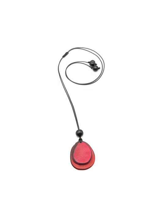 Halskette Chiloete Fuchsiarot/Rot - La Tagua Nuss