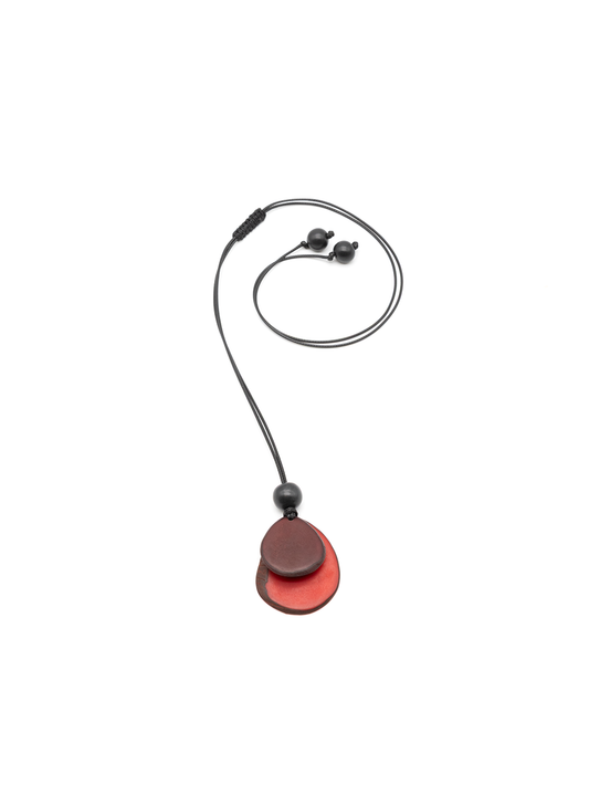 Necklace Chiloete red/burgundy - La Tagua Nut