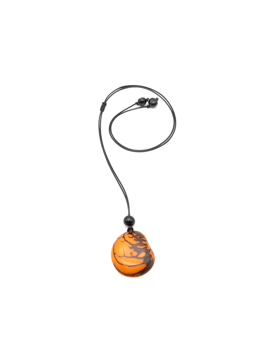 Collar cebra naranja - Nuez de tagua