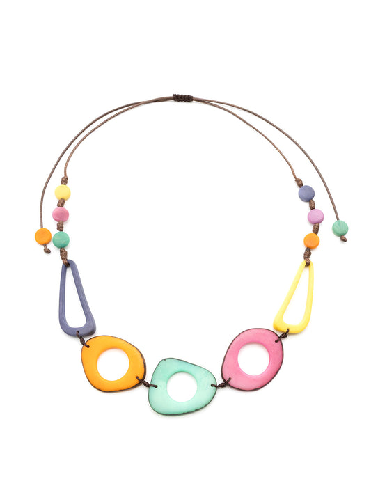 Halskette Agustina bunt pastel - La Tagua Nuss