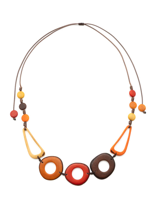 Halskette Agustina Orange / Braun - La Tagua Nuss