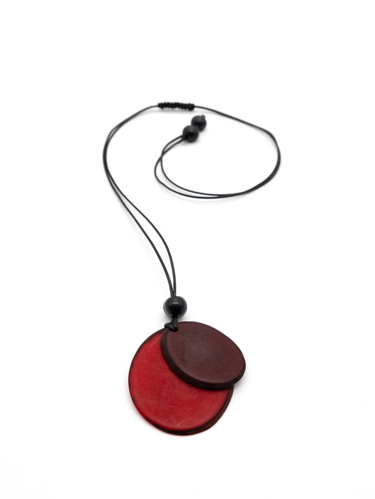 Halskette Chiloete rot/bordeaux - La Tagua Nuss