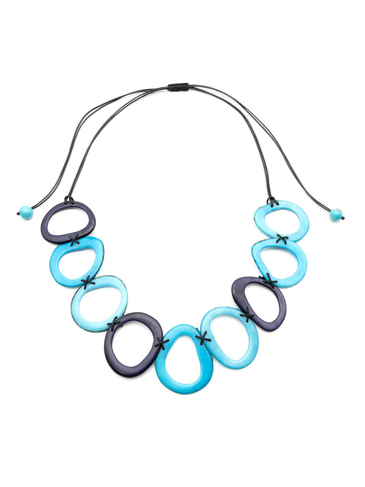 Halskette Doni Blau- La Tagua Nuss