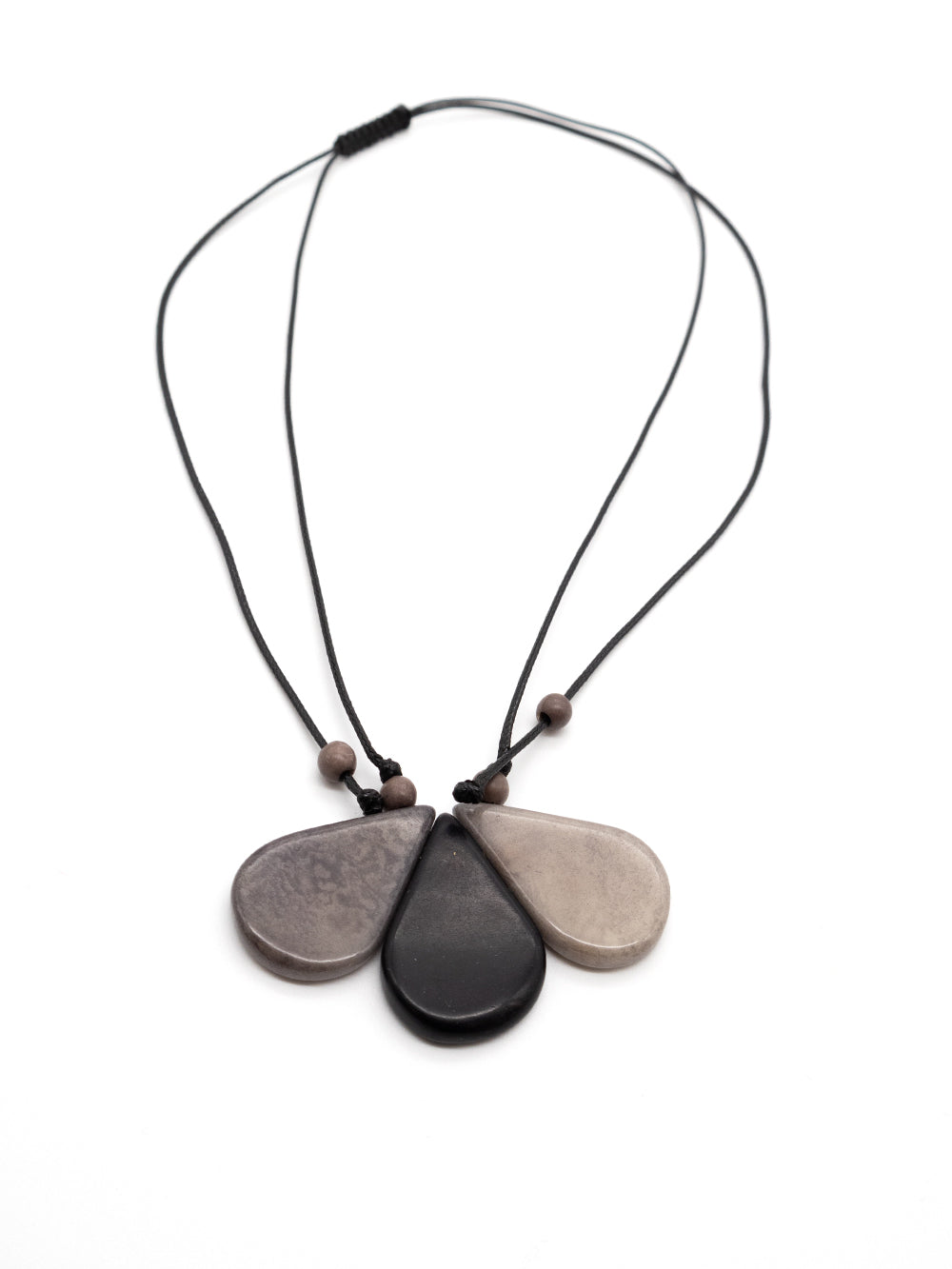 Halskette Lilia grau/schwarz - La Tagua Nuss