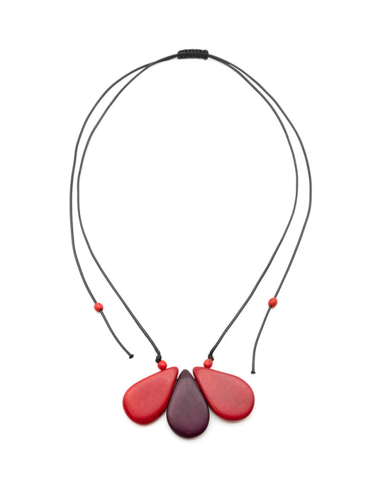 Halskette Lilia rot - La Tagua Nuss