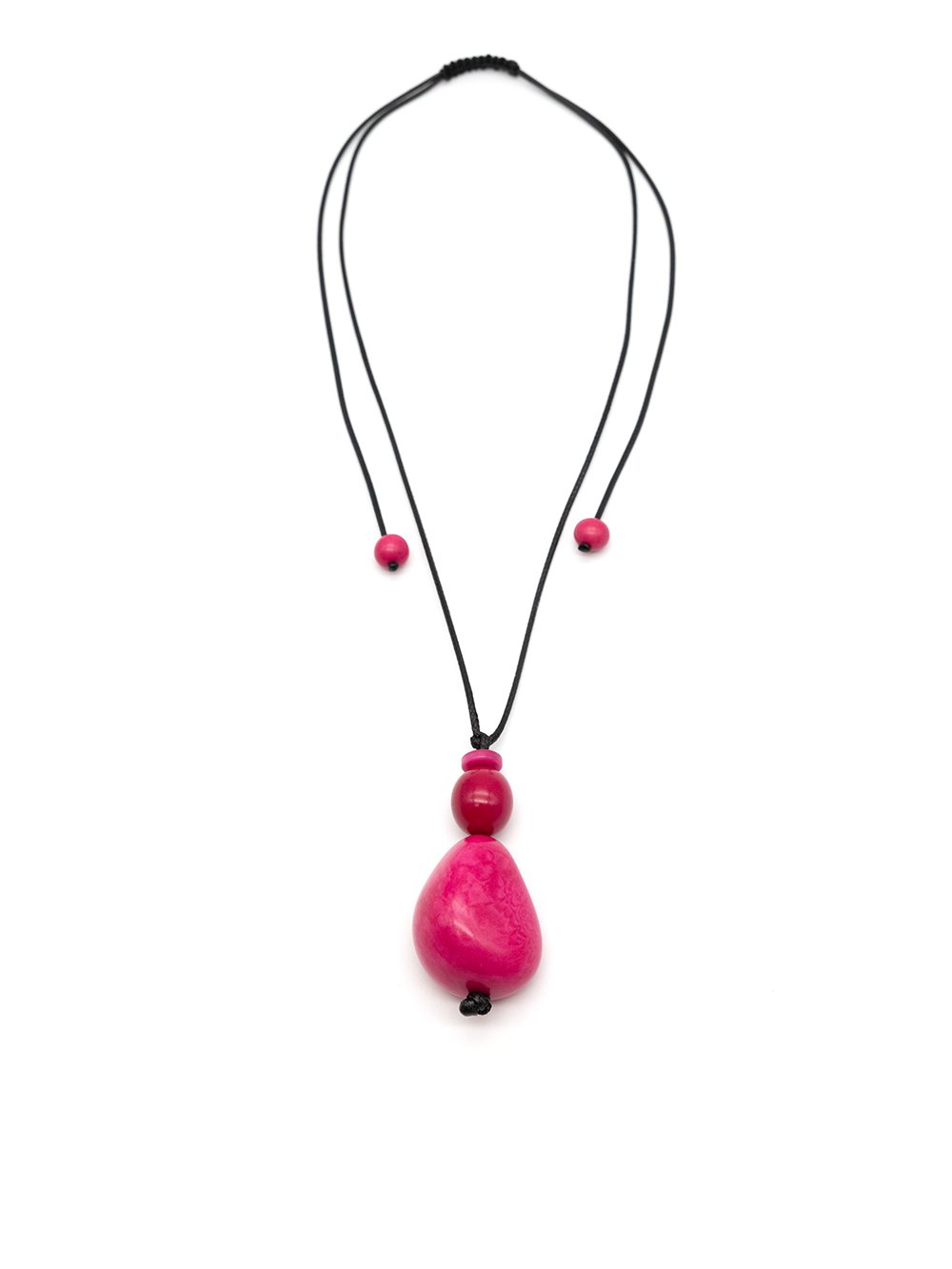 Halskette Pepa Fuchsiarot - La Tagua Nuss & Bombona Kugel