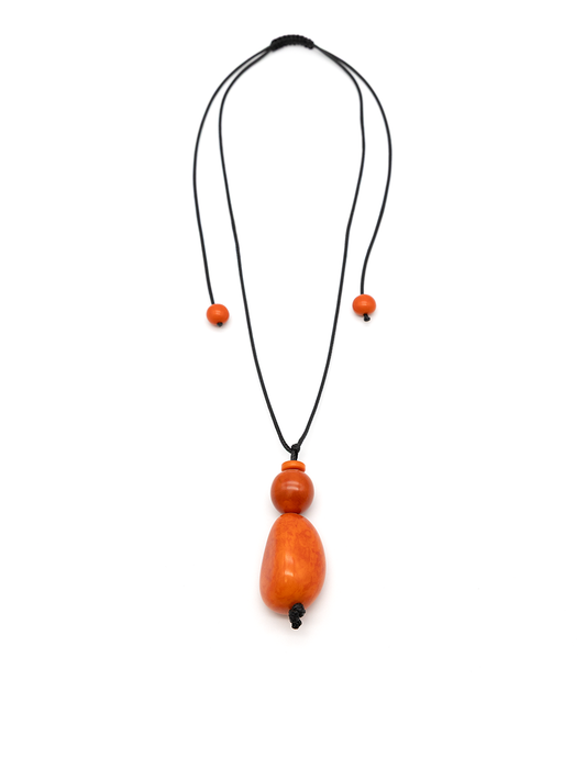 Halskette Pepa Orange - La Tagua Nuss & Bombona Kugel