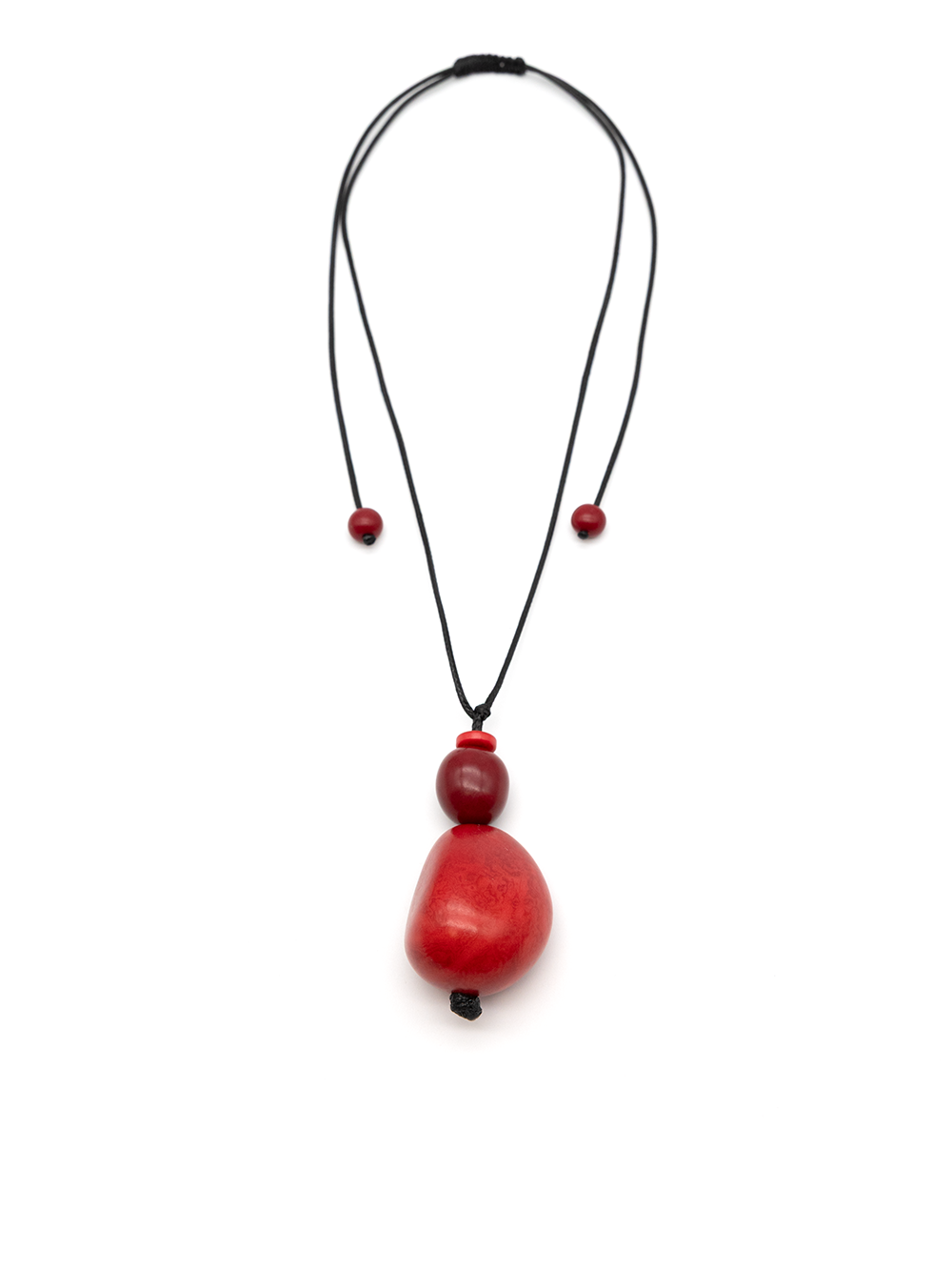 Halskette Pepa Rot - La Tagua Nuss & Bombona Kugel