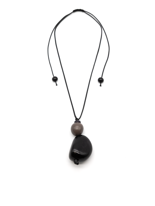 Halskette Pepa Schwarz - La Tagua Nuss & Bombona Kugel
