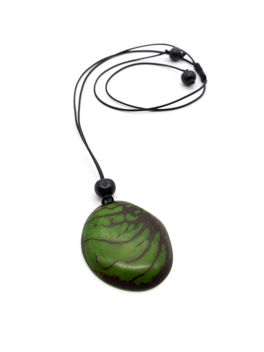 Halskette Zebra grün - La Tagua Nuss