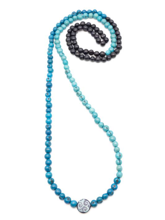 Halskette Larzai Blau - aus den Azai Palmensamen von La Tagua