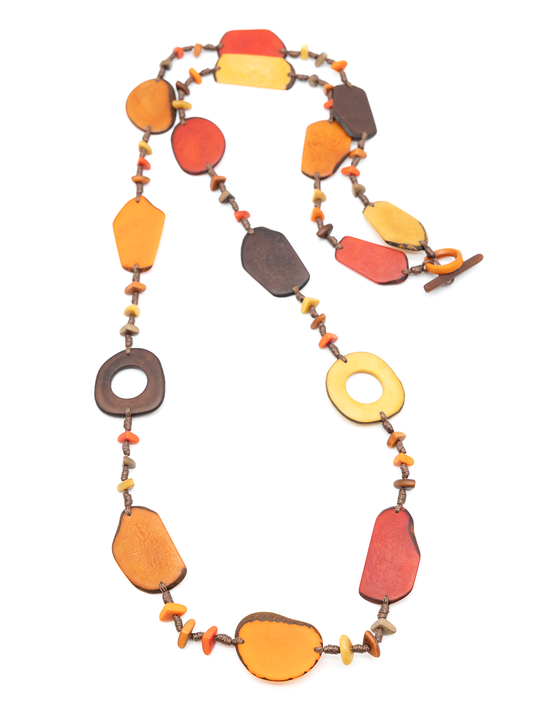 Halskette Reina Orange/Braun - La Tagua Nuss