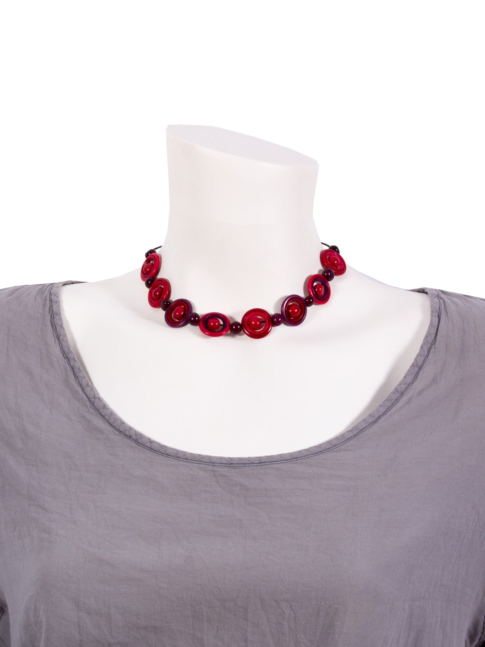 Halskette Lili rot - aus Azai Palmensamen und La Tagua Nuss