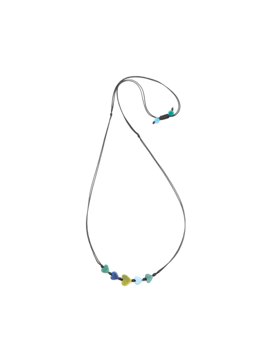 Halskette Corazones Blau/Grün - La Tagua Nuss