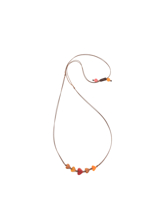 Halskette Corazones Orange/Braun - La Tagua Nuss