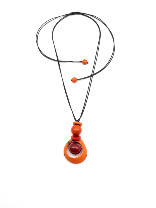 Halskette Dona Orange - La Tagua Nuss & Bombona Kugel