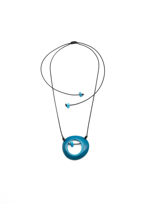 Halskette Ela Blau - La Tagua Nuss