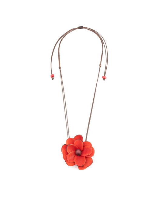 Collar rosa rojo - La Nuez de Tagua