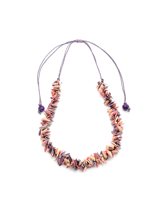 Halskette Trenza Fuchsiarot/Lila/Weiss - Melonenkerne - La Tagua