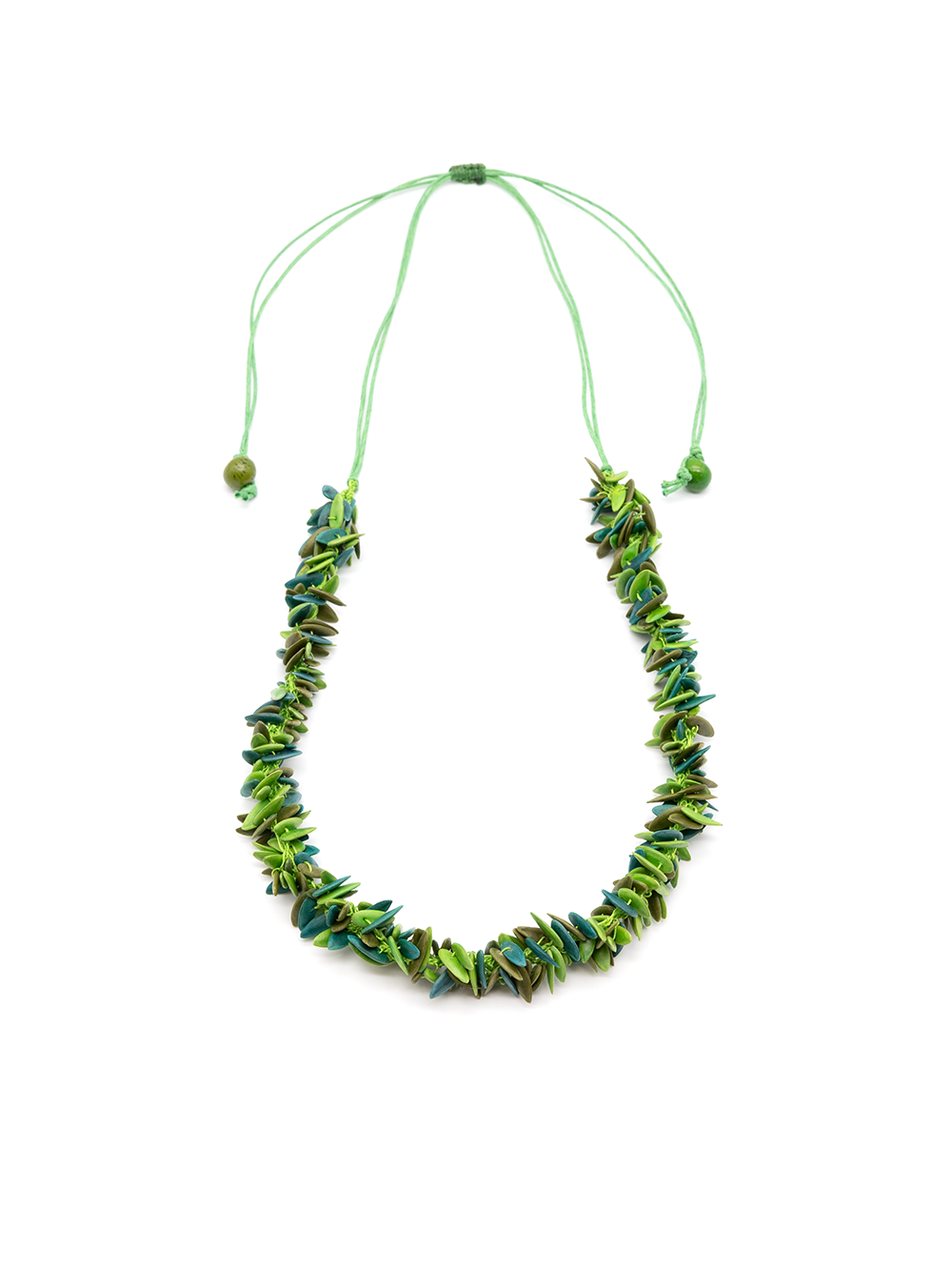 Collar Trenza verde - Semillas de melón - La Tagua