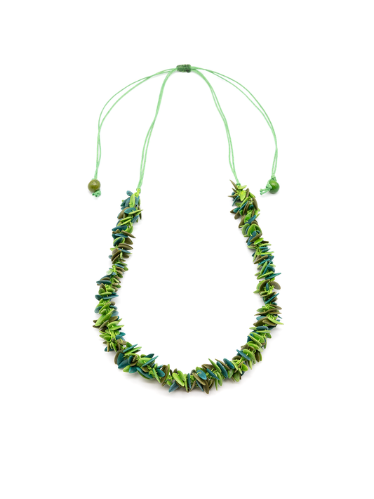 Collar Trenza verde - Semillas de melón - La Tagua