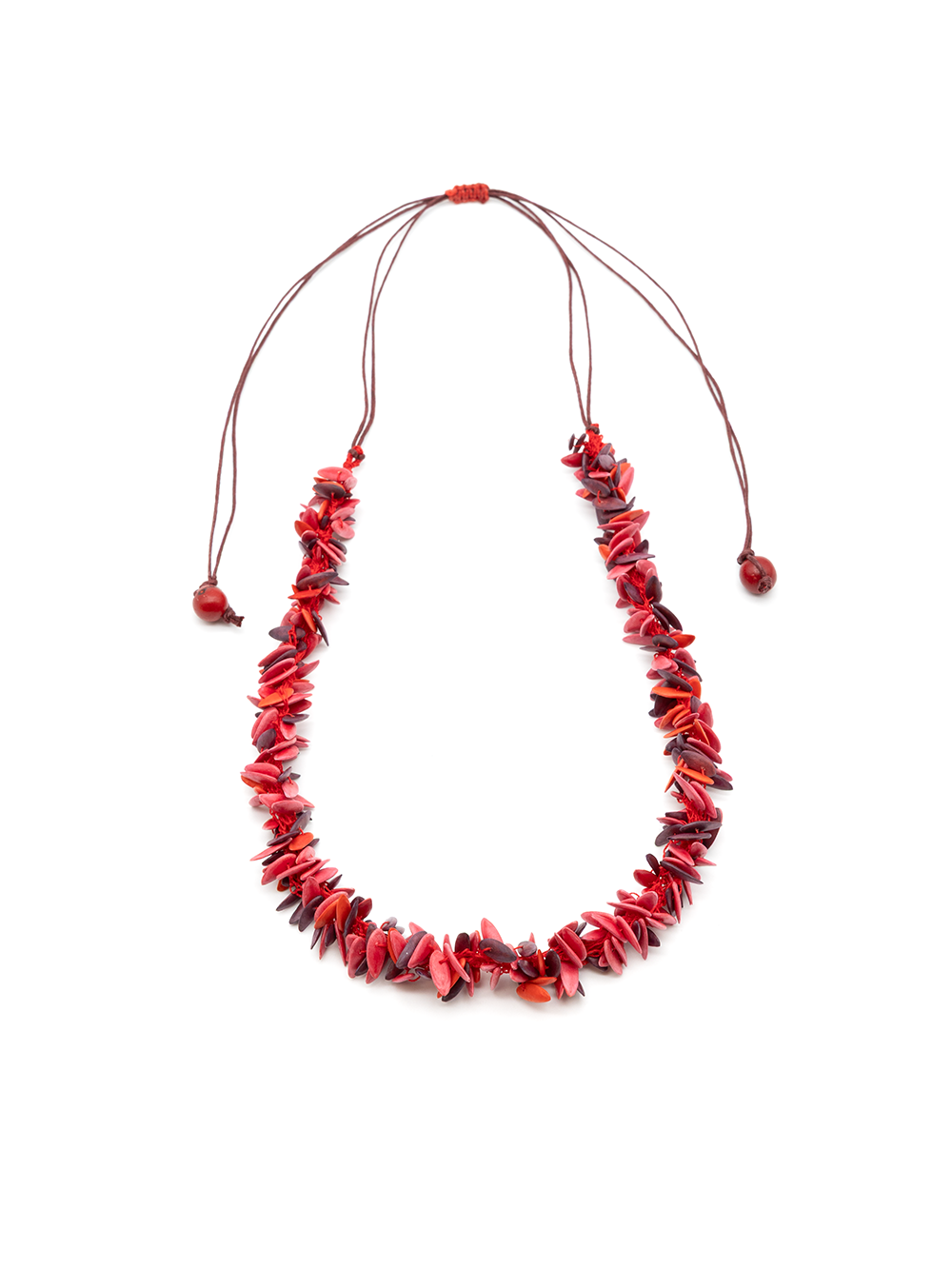 Necklace Trenza red - Melon seeds - La Tagua
