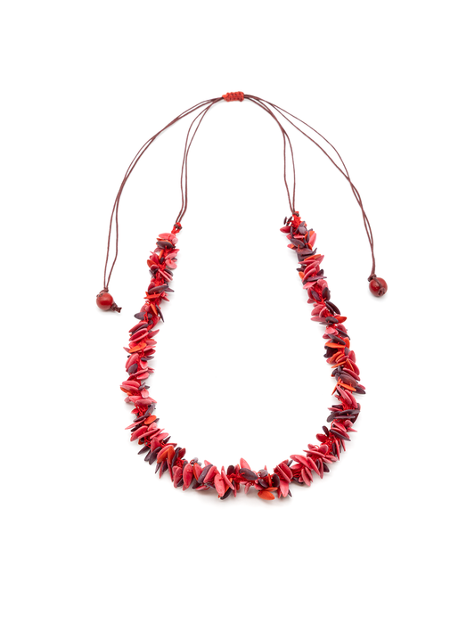 Collar Trenza rojo - Semillas de melón - La Tagua