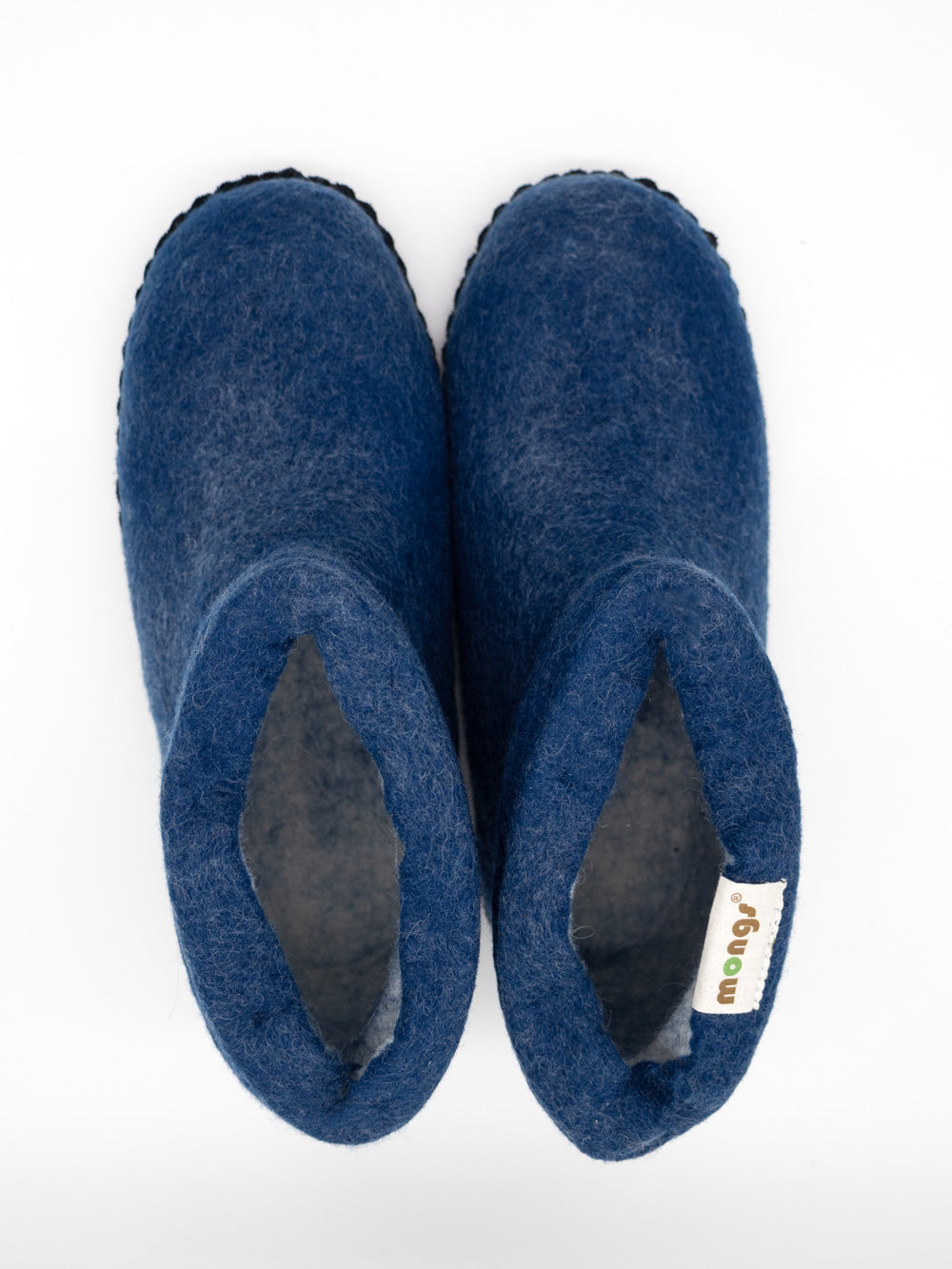 mongs blaue Hausschuhe aus Merinowolle – kuschelige Füße