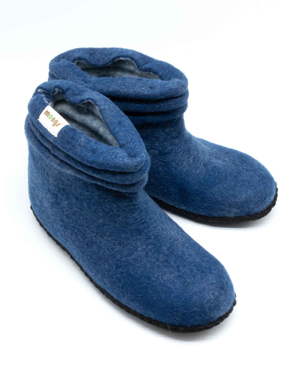 mongs blaue Hausschuhe aus Merinowolle – für warme trockene Füße