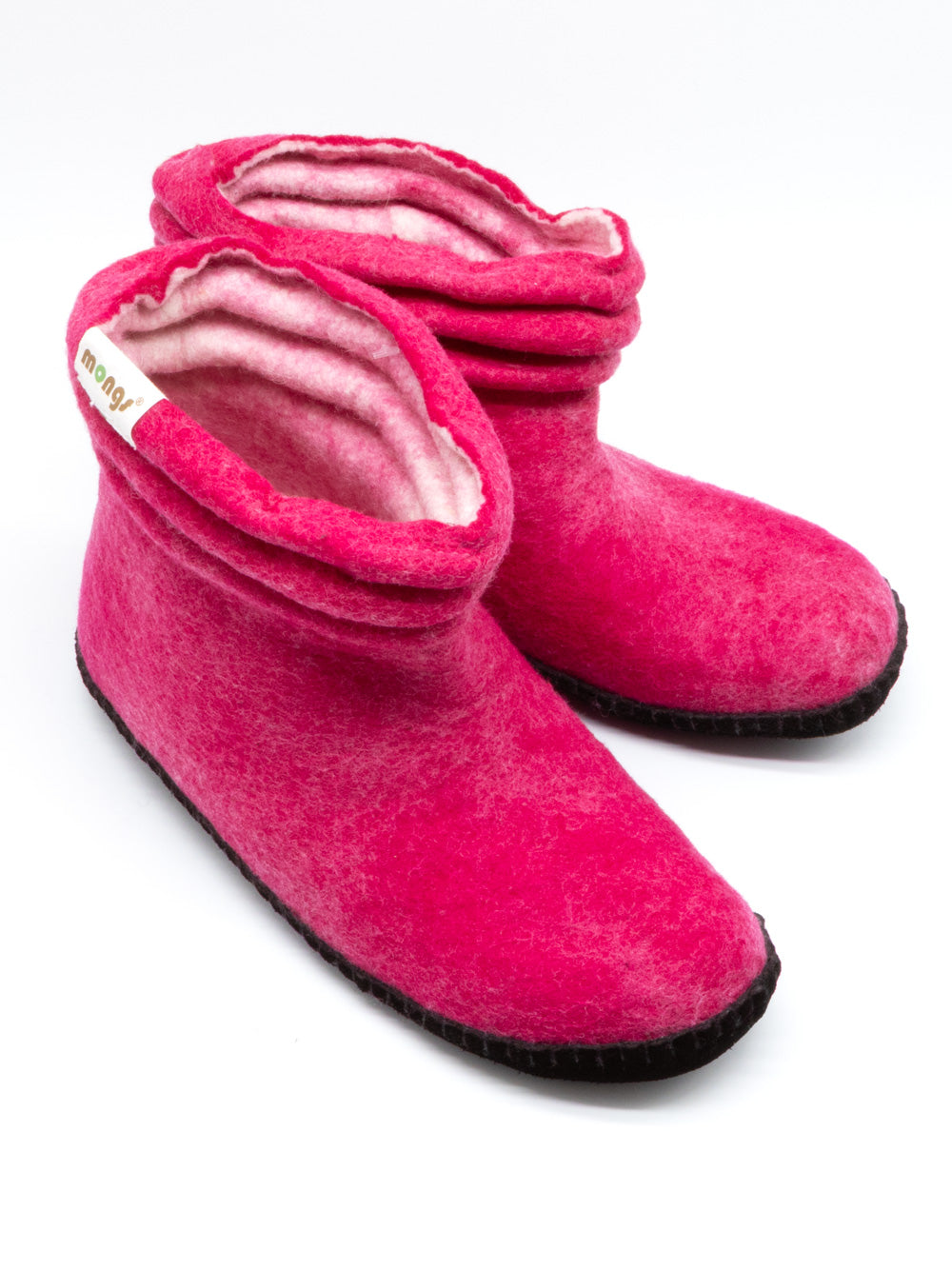 mongs pinke Hausschuhe aus Merinowolle – für warme trockene Füße