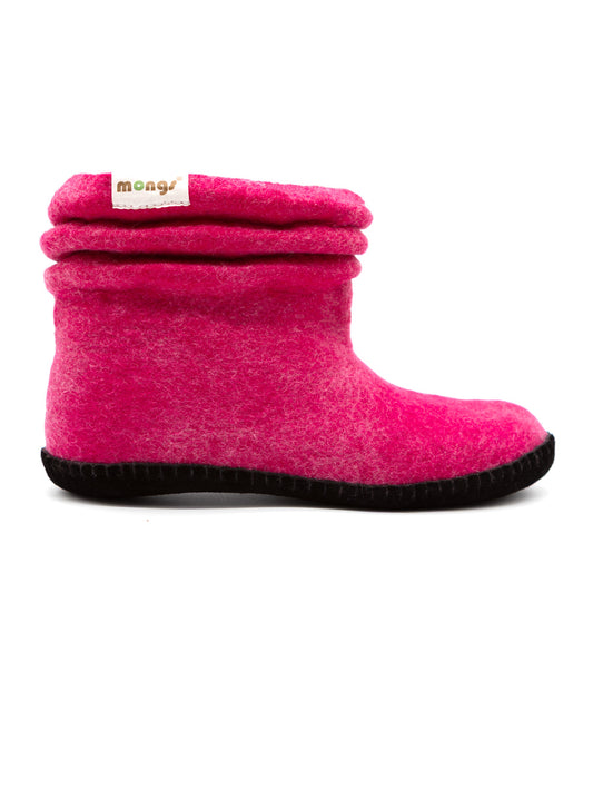 Pinke Hausschuh Merinowolle – fair produziert in der Mongolei