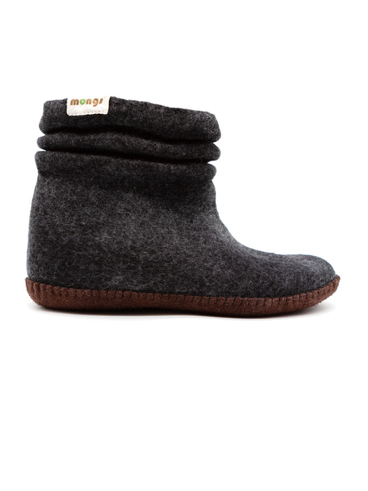 Schwarze Damen Hausschuhe Merinowolle – fair produziert in der Mongolei