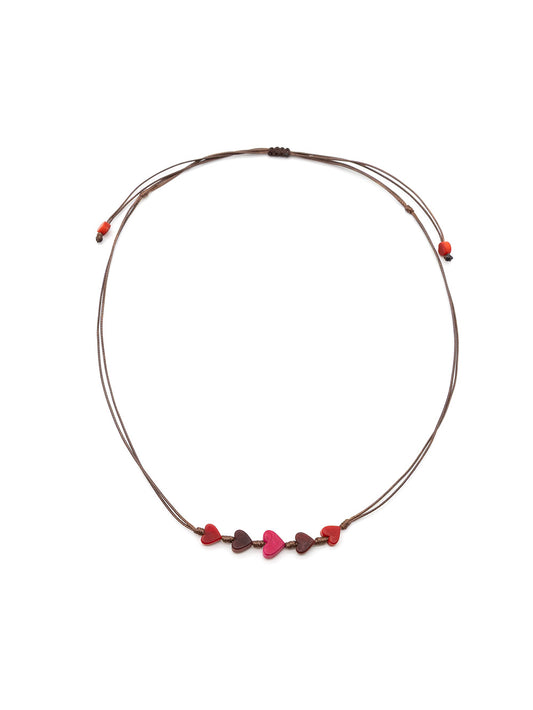 Halskette Corazones Rot - La Tagua Nuss