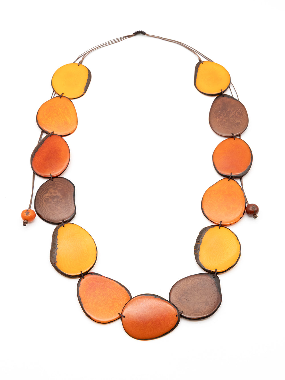 Halskette Carla orange / braun - La Tagua Nuss