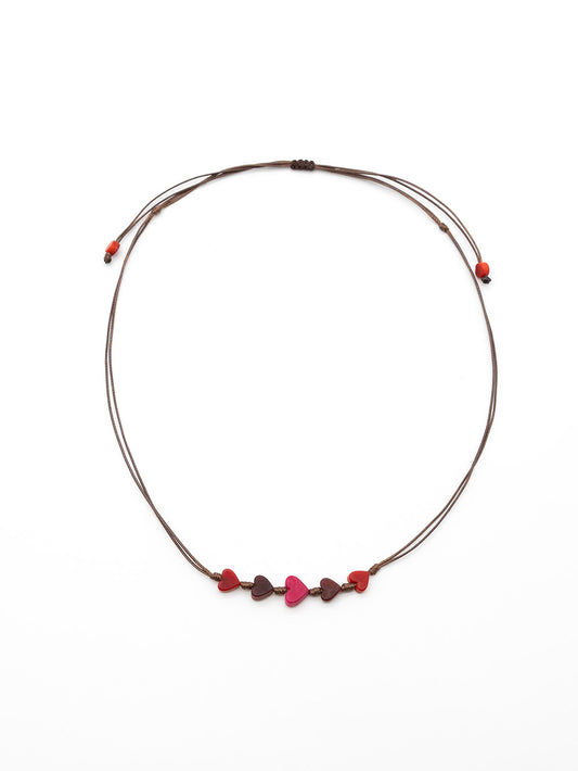 Halskette Corazones Rot - La Tagua Nuss