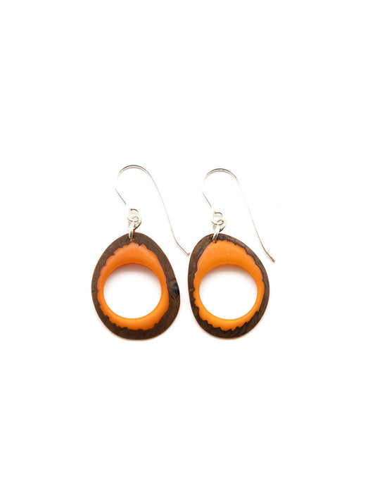 Ohrringe Doniret orange braun - La Tagua Nuss Ohrringe silber