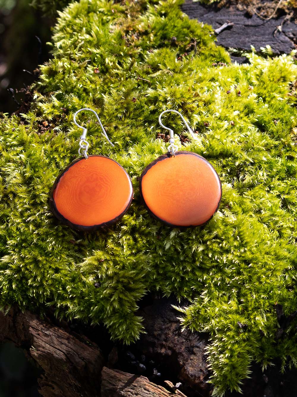 Earrings Carlaret orange - LaTagua nut silver