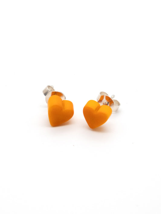 Heart stud earrings Corazones yellow - LaTagua nut earrings silver