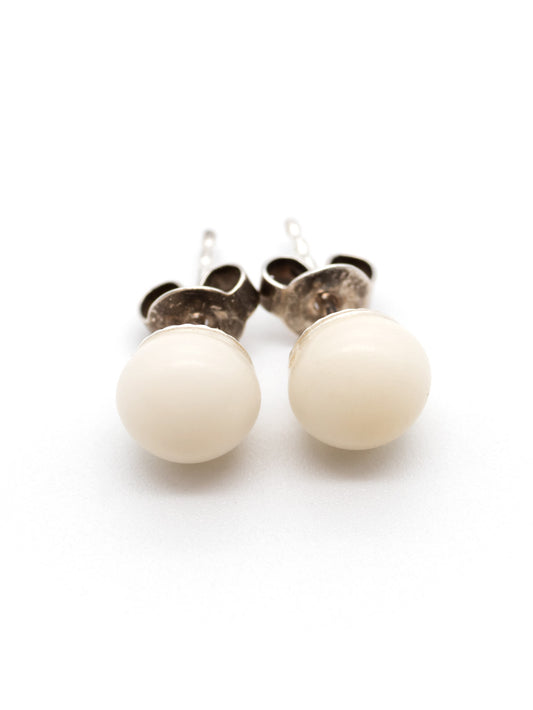 Ohrstecker Bopo weiß - La Tagua Nuss Ohrringe silber
