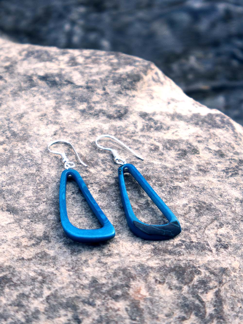 Earrings Celiret blue - LaTagua nut silver